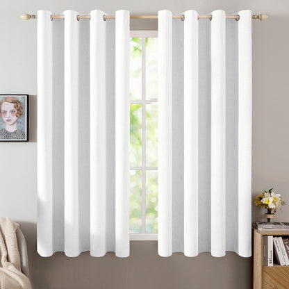 MIULEE 100% Blackout Linen Curtains for Bedroom 52x84 Inches Natural Beige