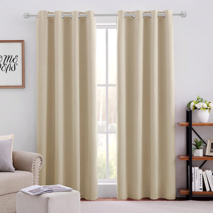 HOMEIDEAS Blackout Curtains for Bedroom 52 X 84 Inch Long 2 Panels Set Light Grey/Gray Room Darkening Curtains/Drapes, Soundproof Thermal Grommet Window Curtains for Living Room