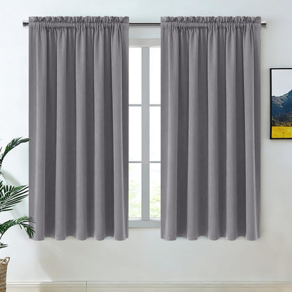 DWCN Blackout Curtains for Bedroom Living Room 42 x 63 Inch Long Black