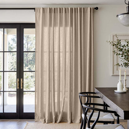 jinchan Linen Curtains Light Filtering Back Tab 50x96 Inch 2 Panels Beige