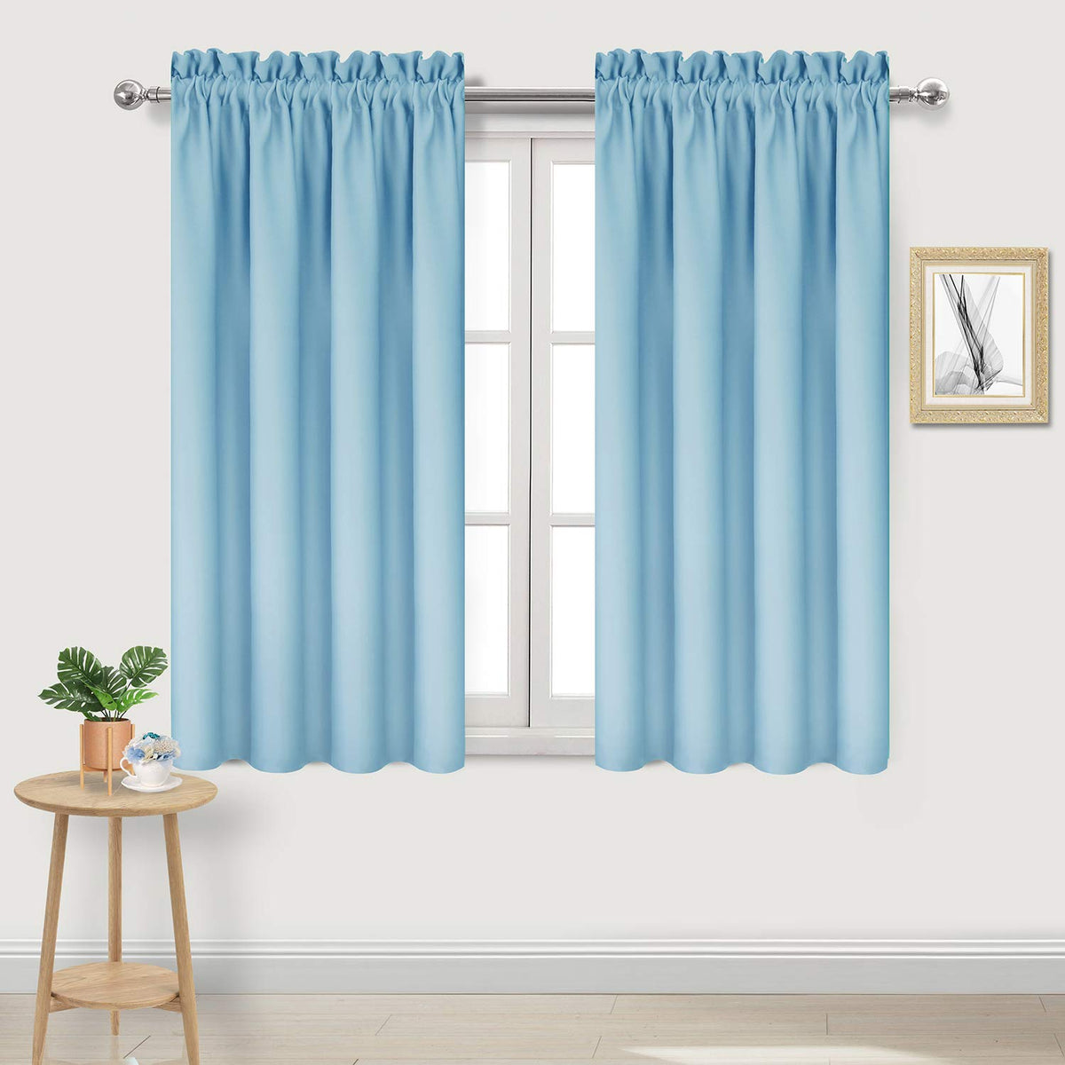 DWCN Blackout Curtains for Bedroom Living Room 42 x 63 Inch Long Black