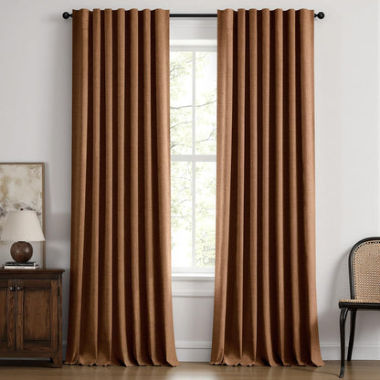 MIULEE 100% Blackout Linen Curtains for Bedroom 42 x 84 Inch Ivory 2 Panels