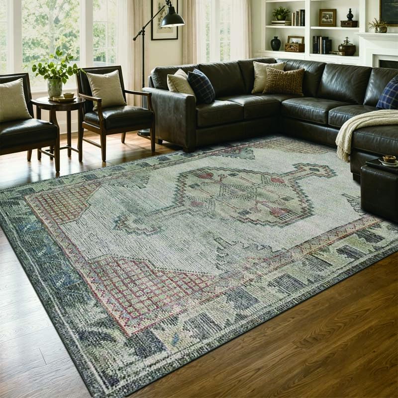 8x10 Rugs for Living Room Washable Green Area Rug Rugs for Bedroom