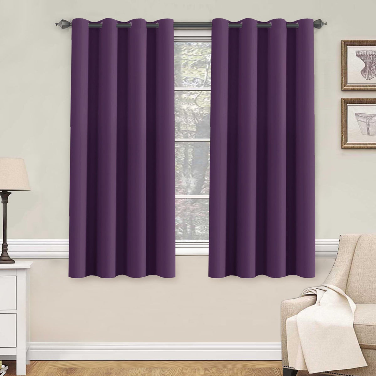 H.VERSAILTEX Blackout Curtains for Bedroom Thermal Insulated Room Darkening Living Room Curtains 63 Inch Long Grommet Privacy Protection Window Curtain Panels/Drapes for Nursery,2 Panels,Ivory/Cream