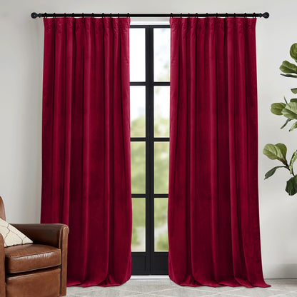 RYB HOME Sage Green Velvet Curtains 84 inches for Bedroom Living Room