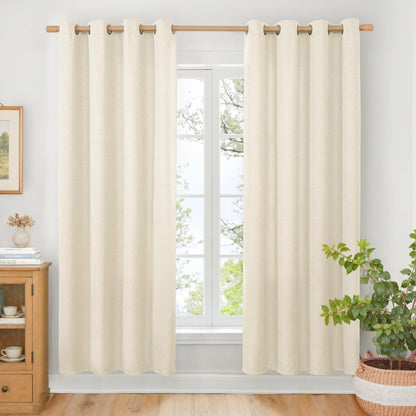 BGment Oatmeal Linen Curtains 84 Inch Length 2 Panels Set for Living Room