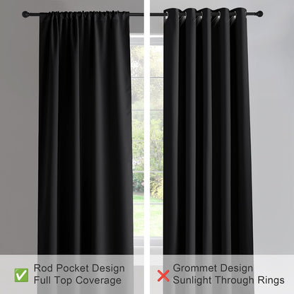 PONY DANCE Black Out Curtains 72 inch Long, Black, 2 Panels