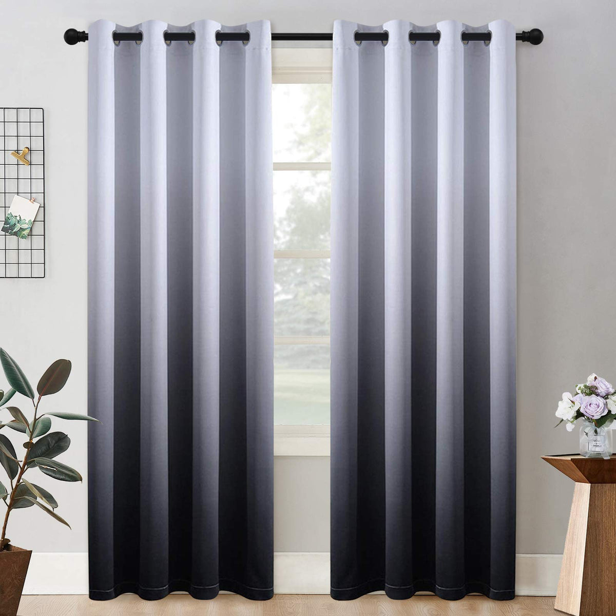COSVIYA Grommet Room Darkening Ombre Purple Curtains W52xL63 inch