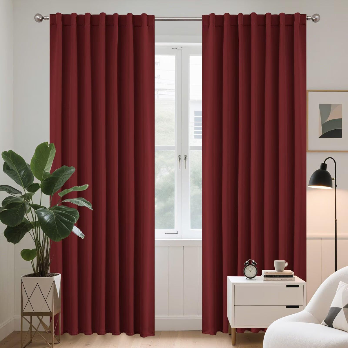Joydeco Blackout Curtains for Bedroom, Black out curtains 96 inch long 2 Panels, Long Black Drapes with Rod Pocket Back Tab, Room Darkening Noise Reducing & Wrinkle-Free Drapes for Living Room Windows