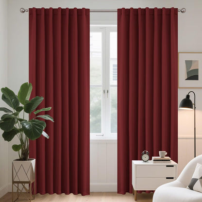 Joydeco Blackout Curtains for Bedroom, Black out curtains 96 inch long 2 Panels, Long Black Drapes with Rod Pocket Back Tab, Room Darkening Noise Reducing & Wrinkle-Free Drapes for Living Room Windows
