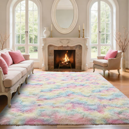 5x7 Black Area Rugs for Living Room, Large Fluffy Shag Bedroom Rugs Non-Slip, Ultra Soft Plush Carpet for Nursery Kids PlayRoom Dorm Office Indoor Modern Carpets
