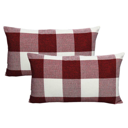 VAKADO Outdoor Plaid Throw Pillow Covers 18x18 Set of 2, Black & White