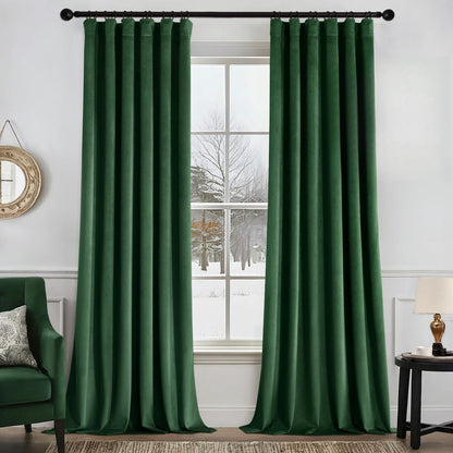 MIULEE Velvet Curtains 52x84 inches 2 Panels Olive Green Blackout Curtains