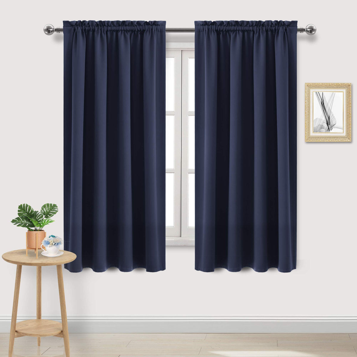DWCN Blackout Curtains for Bedroom Living Room 42 x 63 Inch Long Black