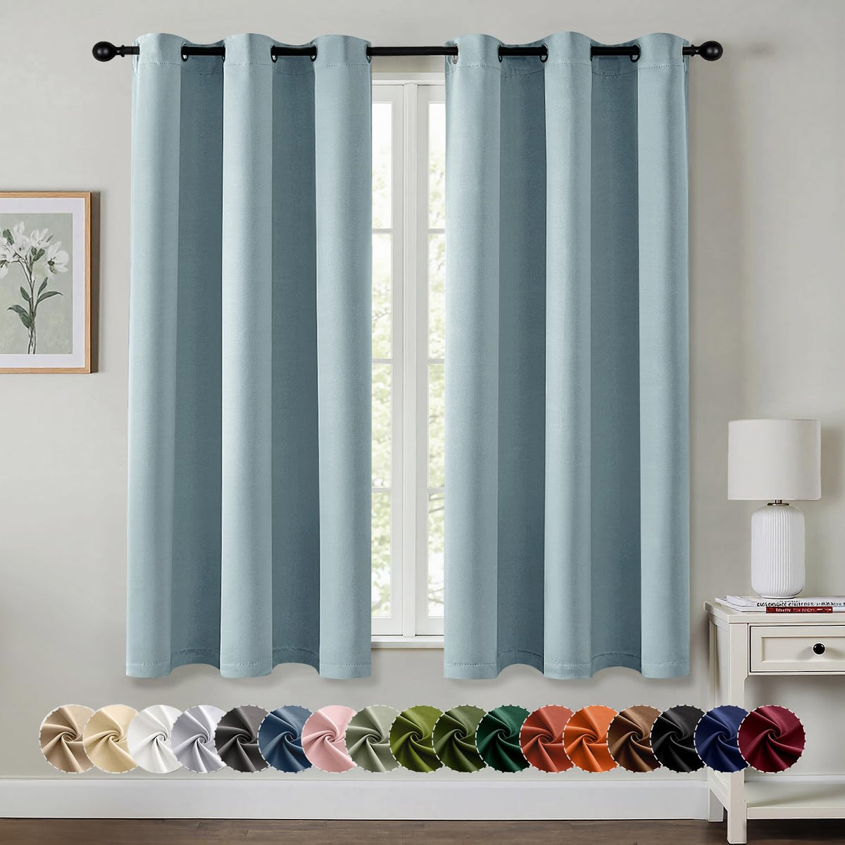 MIULEE Blackout Curtains for Bedroom 2 Panels 40 x 63 Inch Long Pink