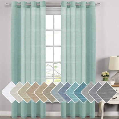 H.VERSAILTEX Natural Linen Sheer Curtains 84" 2 Panels Grommet