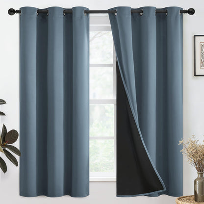 SimpleHome Cream 100% Blackout Curtains Room Darkening Living Room 84 Inch