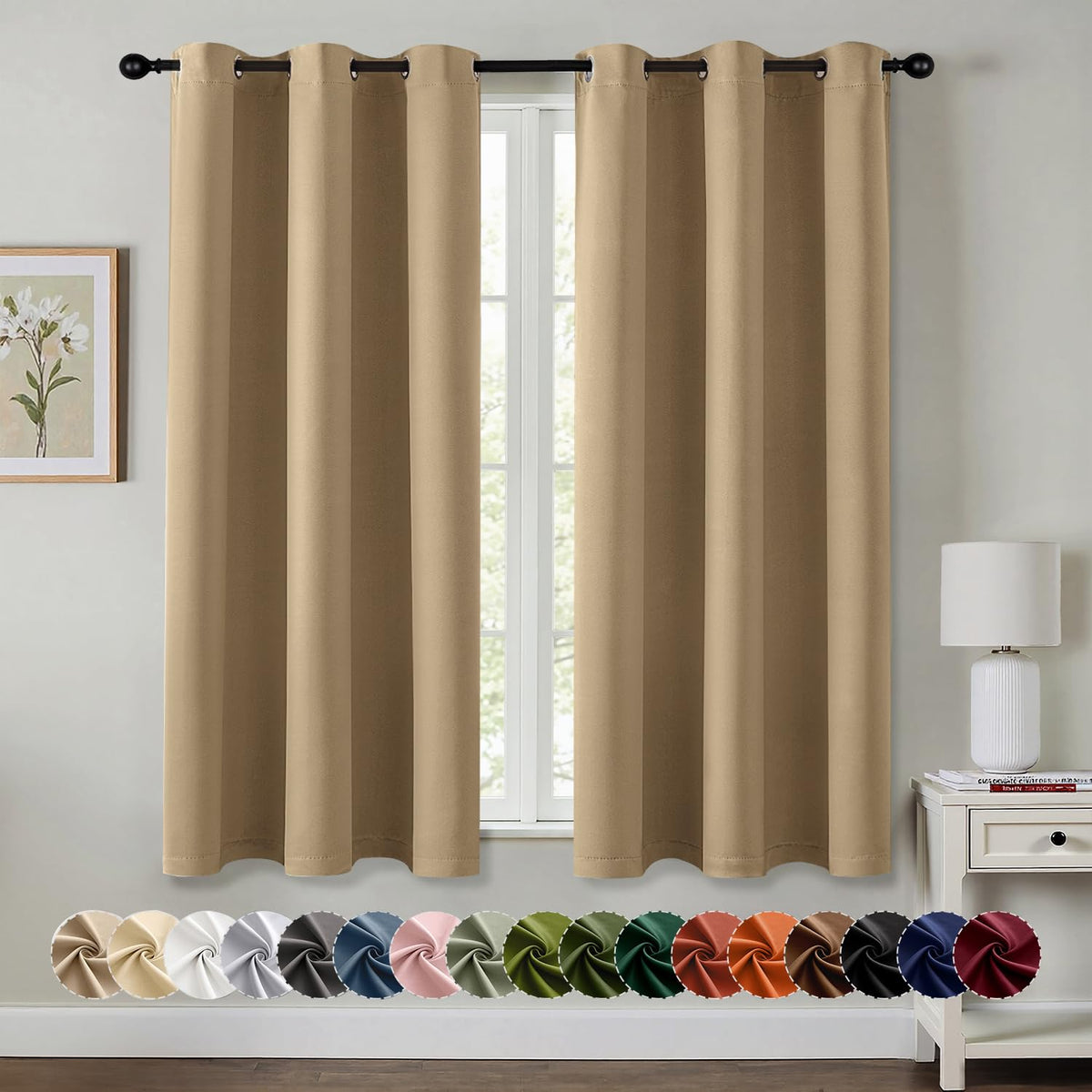 MIULEE Blackout Curtains for Bedroom 2 Panels 40 x 63 Inch Long Black