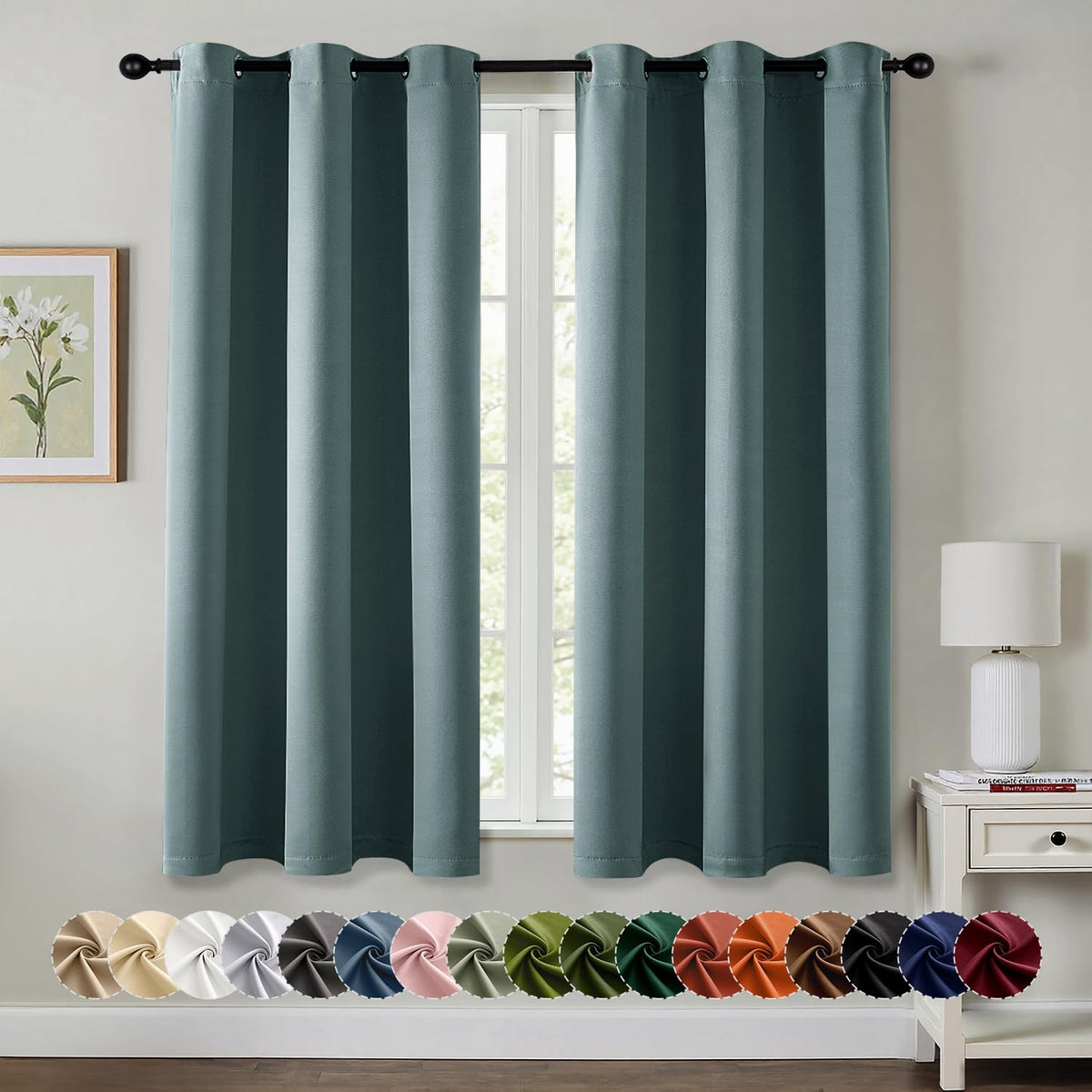 MIULEE Blackout Curtains for Bedroom 2 Panels 40 x 84 Inch Long Black
