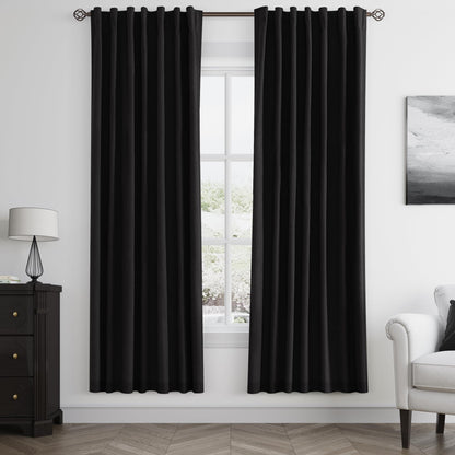 Guken Cream Linen Blackout Curtains 84 Inch Length 2 Panels Set for Living Room Bedroom Back Tab Thermal Insulated 100% Black Out Drapes Room Darkening Window Curtain Ivory Natural Beige