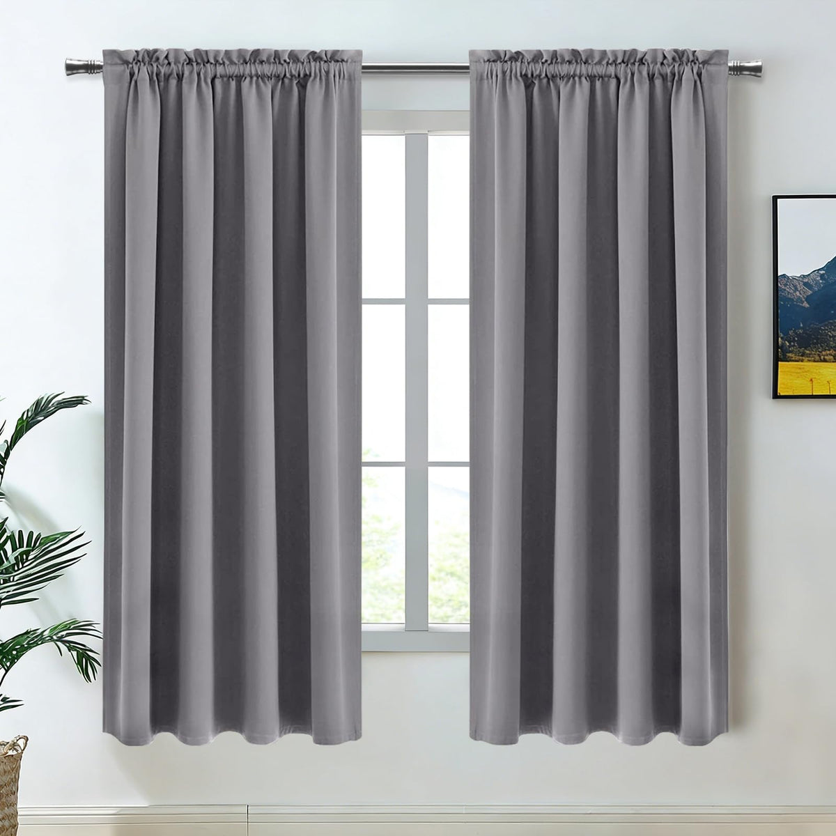 DWCN Blackout Curtains for Bedroom Living Room 42 x 63 Inch Long Black