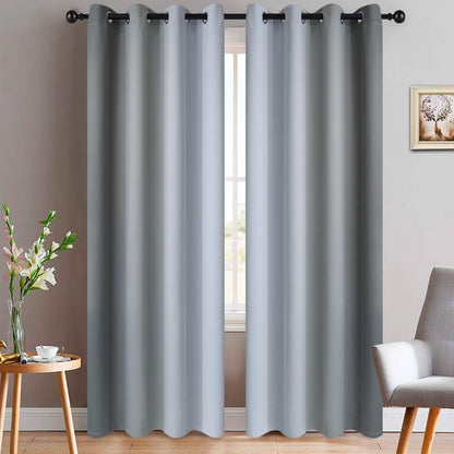 Yakamok Ombre Curtains Blue and Greyish White for Living Room,52Wx84L