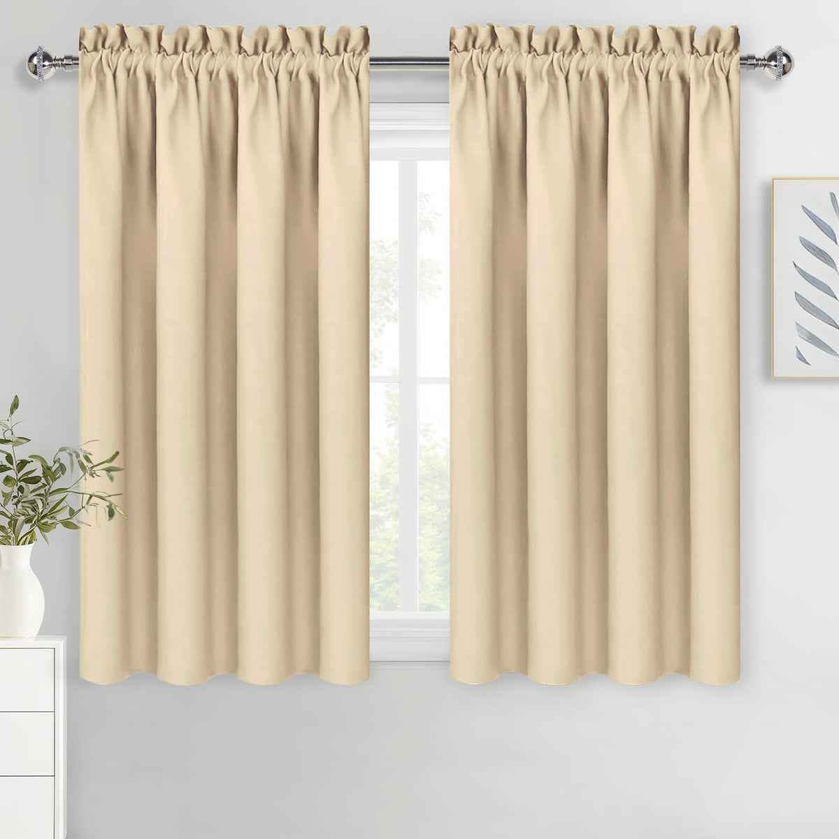 DWCN Blackout Curtains for Bedroom Living Room 42 x 63 Inch Long Black