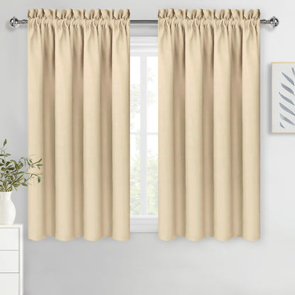 DWCN Blackout Curtains for Bedroom Living Room 42 x 63 Inch Long Black