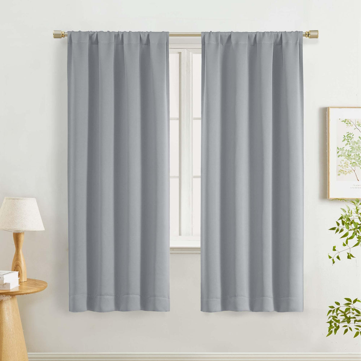 Lecloud Sage Green Room Darkening Curtains 54 Inch Length 2 Panels, Window Curtains for Bedroom, Energy Thermal Insulating Rod Pocket Curtain Drapes for Small Window, 40" W x 54" L