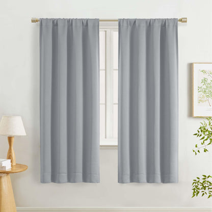 Lecloud Sage Green Room Darkening Curtains 54 Inch Length 2 Panels, Window Curtains for Bedroom, Energy Thermal Insulating Rod Pocket Curtain Drapes for Small Window, 40" W x 54" L