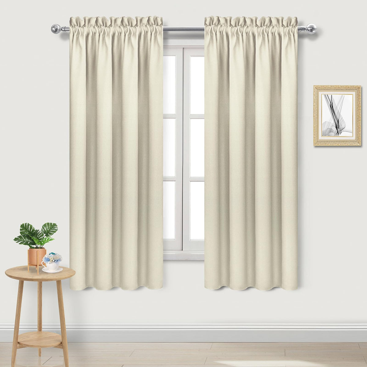 DWCN Blackout Curtains for Bedroom Living Room 42 x 63 Inch Long Black