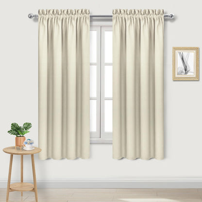 DWCN Blackout Curtains for Bedroom Living Room 42 x 63 Inch Long Black