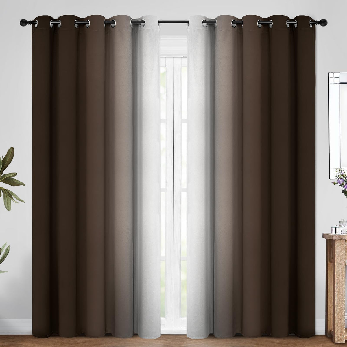 COSVIYA Grommet Room Darkening Ombre Purple Curtains W52xL63 inch