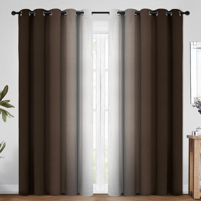 COSVIYA Grommet Room Darkening Ombre Purple Curtains W52xL63 inch