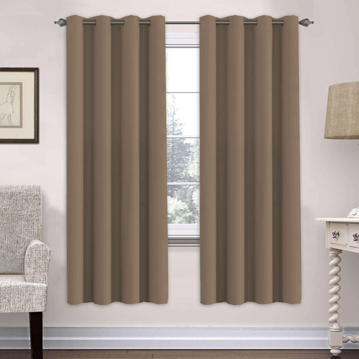 H.VERSAILTEX Blackout Curtains for Bedroom Thermal Insulated Room Darkening Living Room Curtains 63 Inch Long Grommet Privacy Protection Window Curtain Panels/Drapes for Nursery,2 Panels,Ivory/Cream
