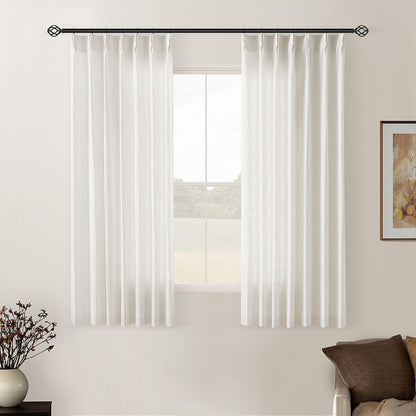 TWODRAPES Natural Pinch Pleated Linen Semi Sheer 84 Inch Curtains 2 Panels