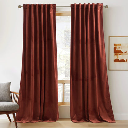 RYB HOME Blue Velvet Blackout Curtains for 84 inches Bedroom Living Room