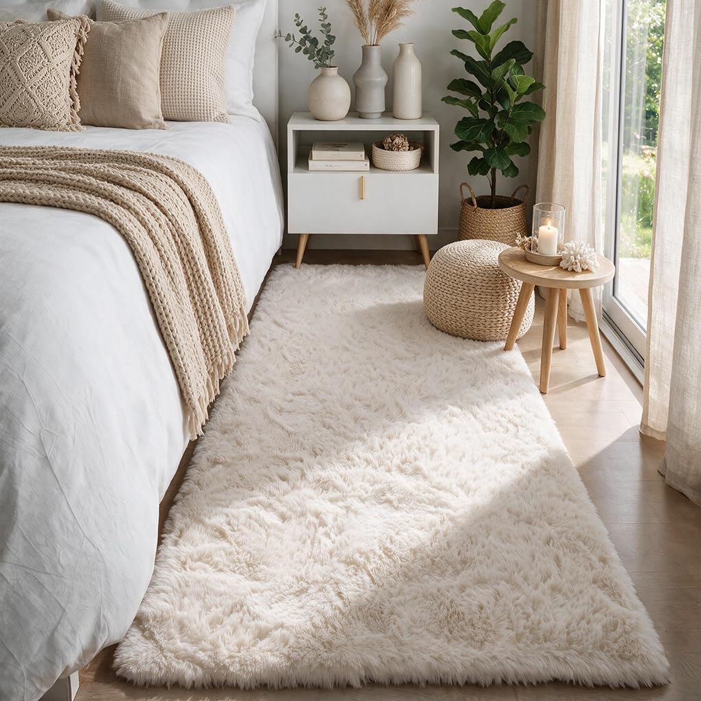 Fluffy Grey Rug for Bedroom 4x6, Modern Area Rugs for Kids Room Living Room