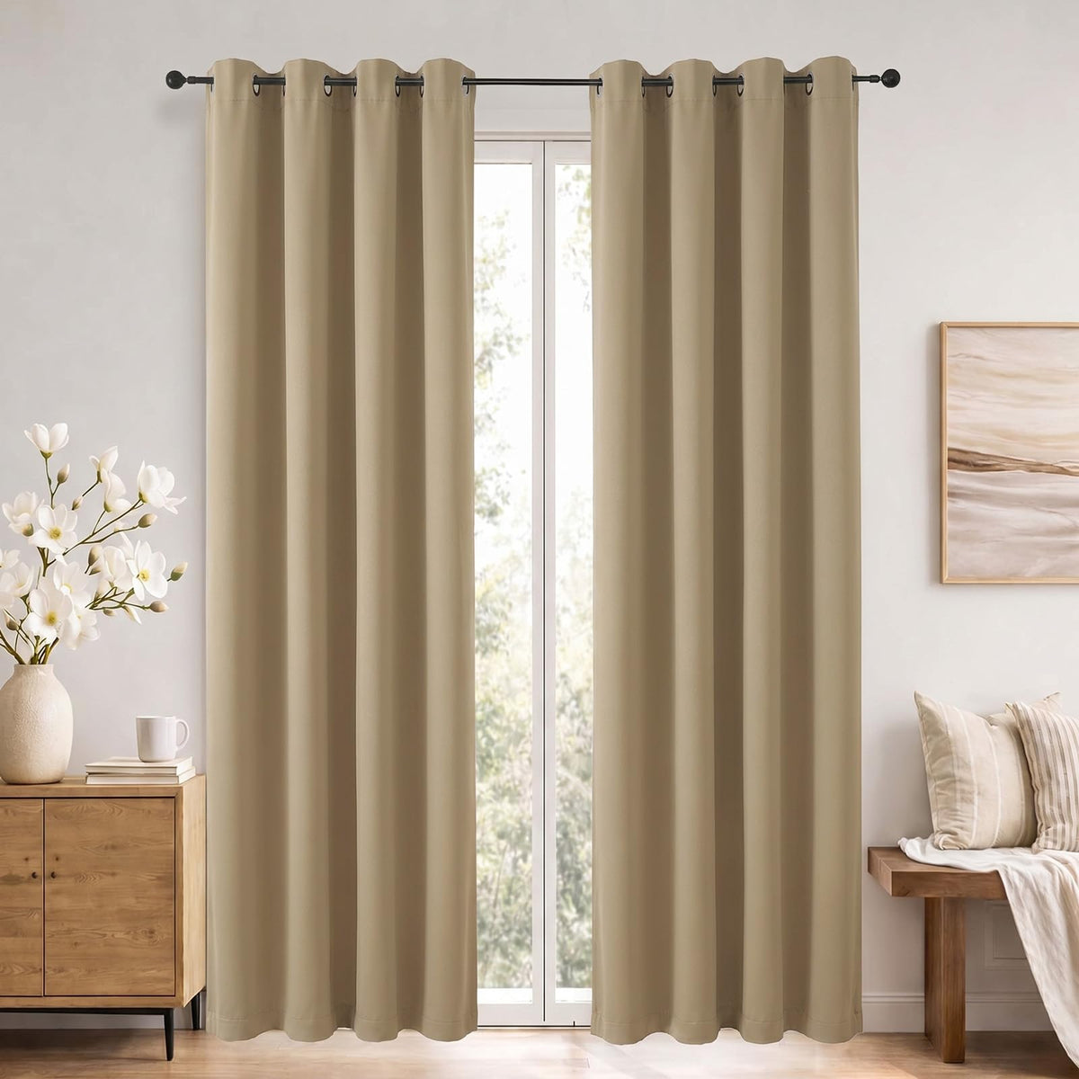 Simplebrand Sage Green Blackout Curtains 84 Inch Length 2 Panels Set for Bedroom/Living Room, Solid Room Darkening Thermal Insulated Grommet Energy Saving Window Treatment Drapes, Each 52" Wide