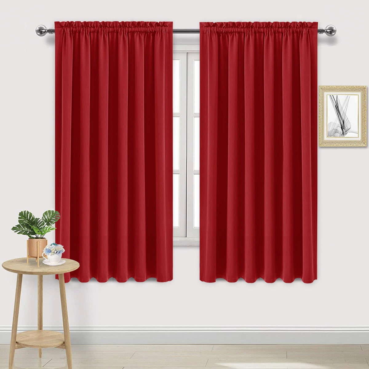 DWCN Blackout Curtains for Bedroom Living Room 42 x 63 Inch Long Black