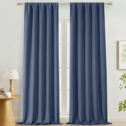 Lecloud Sage Green Room Darkening Curtains 54 Inch Length 2 Panels, Window Curtains for Bedroom, Energy Thermal Insulating Rod Pocket Curtain Drapes for Small Window, 40" W x 54" L