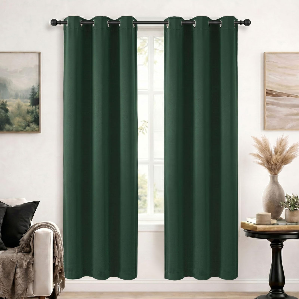 Simplebrand Sage Green Blackout Curtains 84 Inch Length 2 Panels Set for Bedroom/Living Room, Solid Room Darkening Thermal Insulated Grommet Energy Saving Window Treatment Drapes, Each 52" Wide