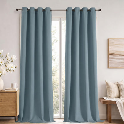 Simplebrand Sage Green Blackout Curtains 84 Inch Length 2 Panels Set for Bedroom/Living Room, Solid Room Darkening Thermal Insulated Grommet Energy Saving Window Treatment Drapes, Each 52" Wide