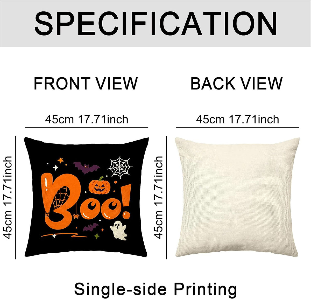 Halloween Decor Gifts Throw Pillow Covers 18x18 Set of 4 Boo Cat Ghost Pumpkin Decorative Pillow Covers Spooky Cushion Case Decoration for Famly Farmhouse Sofa Couch (Halloween)