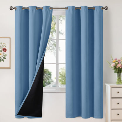 YoungsTex Black Blackout Curtains for Bedroom, Thermal Drapes Heat Blocking