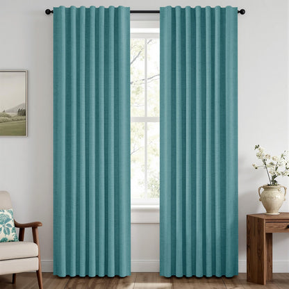 MIULEE 100% Blackout Linen Curtains for Bedroom 42 x 84 Inch Ivory 2 Panels