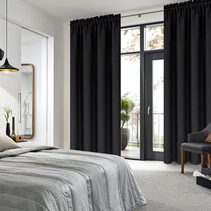 DWCN Blackout Curtains for Bedroom Living Room 42 x 63 Inch Long Black