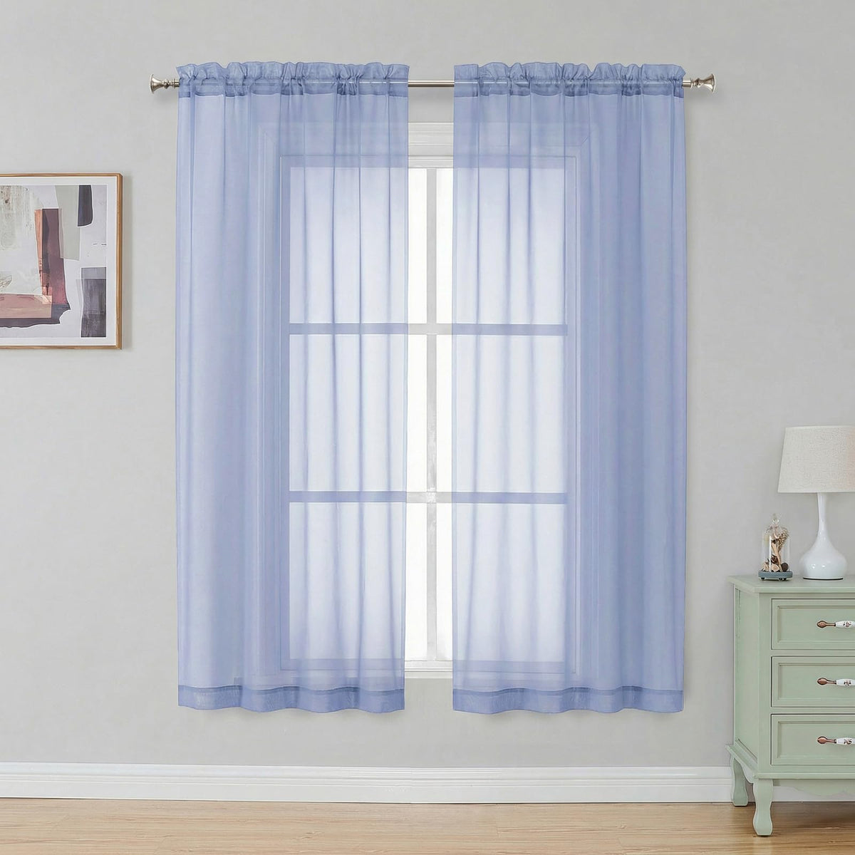 Simplebrand Black Sheer Curtains 84 Inches Long 2 Panels for Living Room