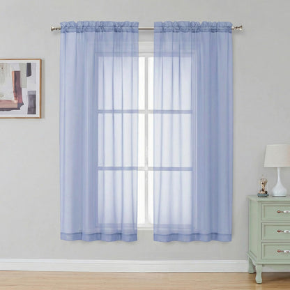 Simplebrand Black Sheer Curtains 84 Inches Long 2 Panels for Living Room