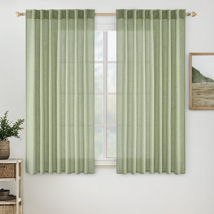 MIULEE Natural White Linen Curtains 52x84 Inch Long for Bedroom Living Room